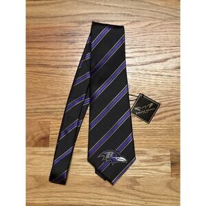 Baltimore Ravens Mens Necktie Licensed NFL Football Black Striped Neck Tie